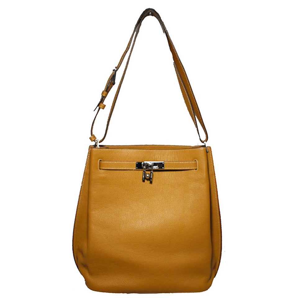 Hermes Tan Clemence 35cm So Kelly Shoulder Bag