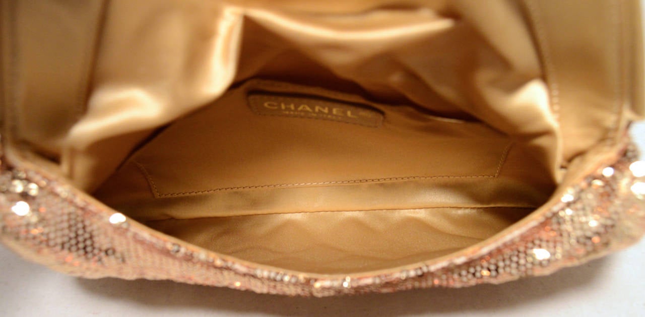 Chanel Gold Sequin Paillette Quilted Folded Clutch-RUNWAY In Excellent Condition In Philadelphia, PA