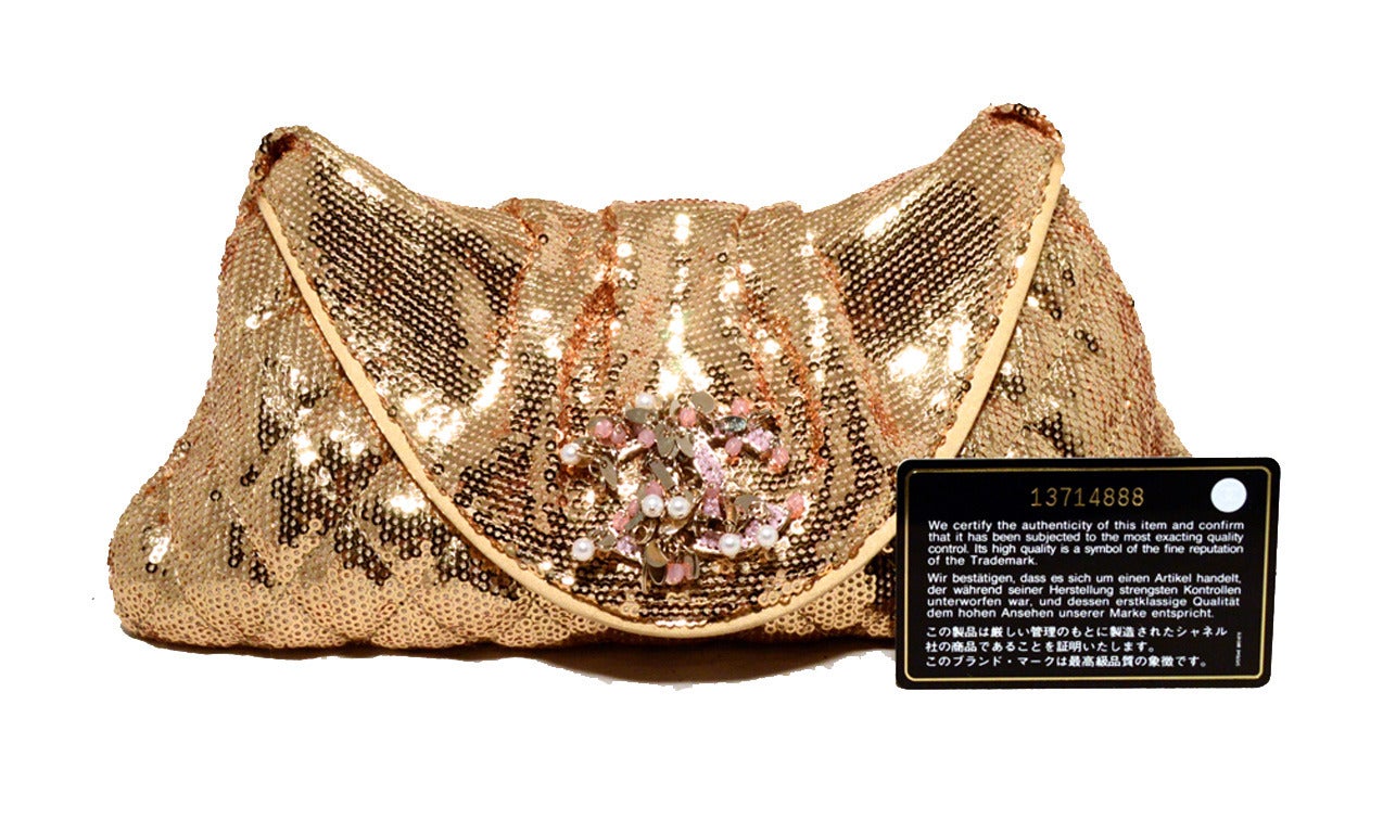 Chanel Gold Sequin Paillette Quilted Folded Clutch-RUNWAY 2