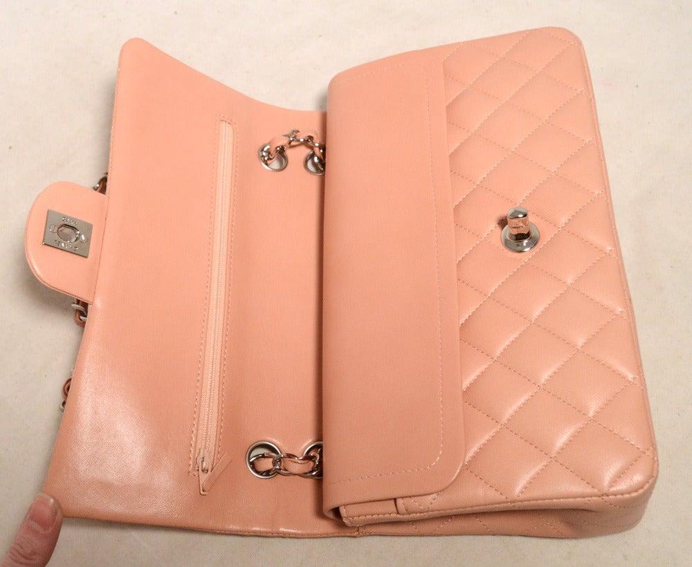 Chanel Nude Pink Quilted Lambskin Double Flap Classic 2.55 Shoulder Bag 1