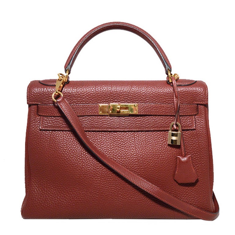 Hermes Ruby Rouge Garance 32cm Togo Leather Kelly Bag