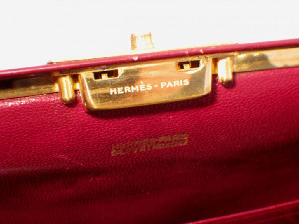 Hermes Vintage Rouge Sac Mallette Handbag 1