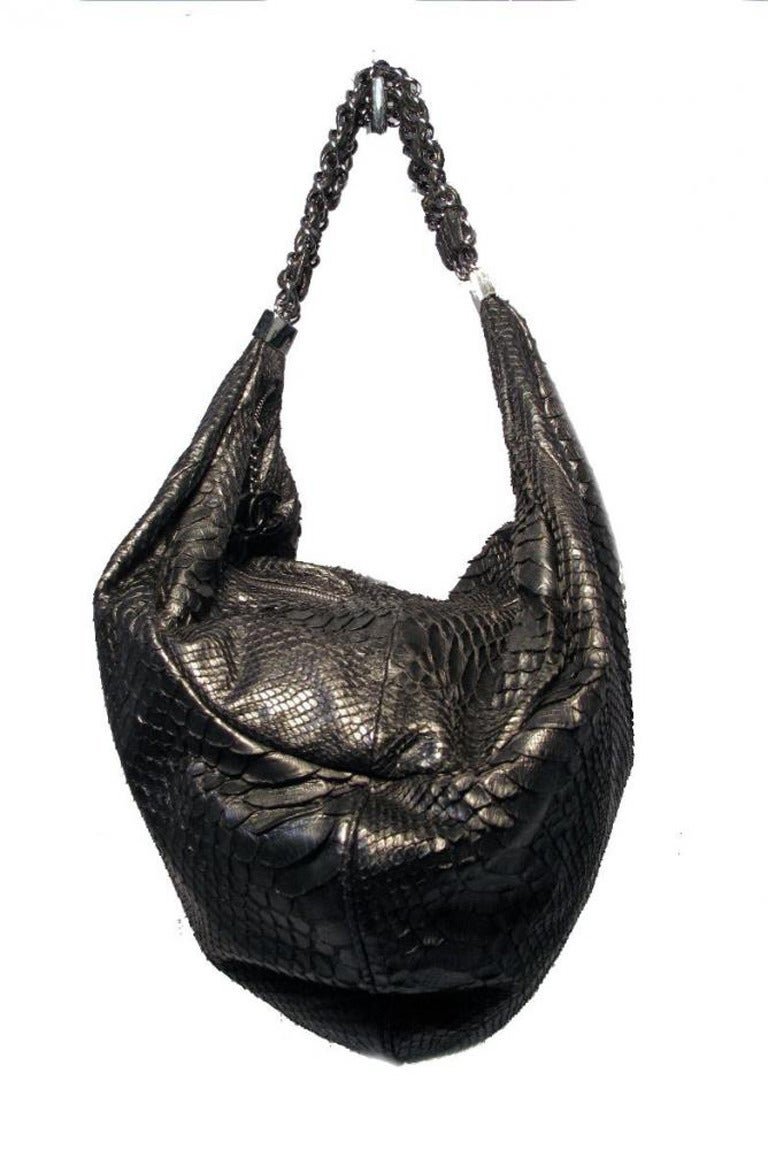 Chanel Black Python Hobo Shoulder Satchel Bag 6