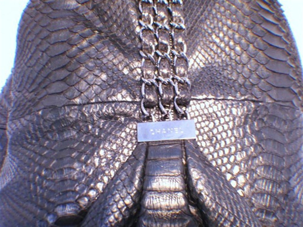 Women's Chanel Black Python Hobo Shoulder Satchel Bag