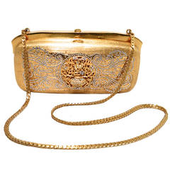 Judith Leiber Gold Filagree Swarovski Crystal Box Minaudiere 2
