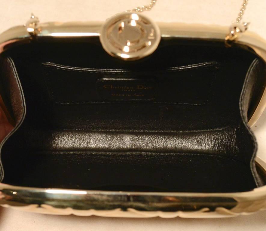 Marrone Chrisian Dior Borsa da sera in metallo cannage oro