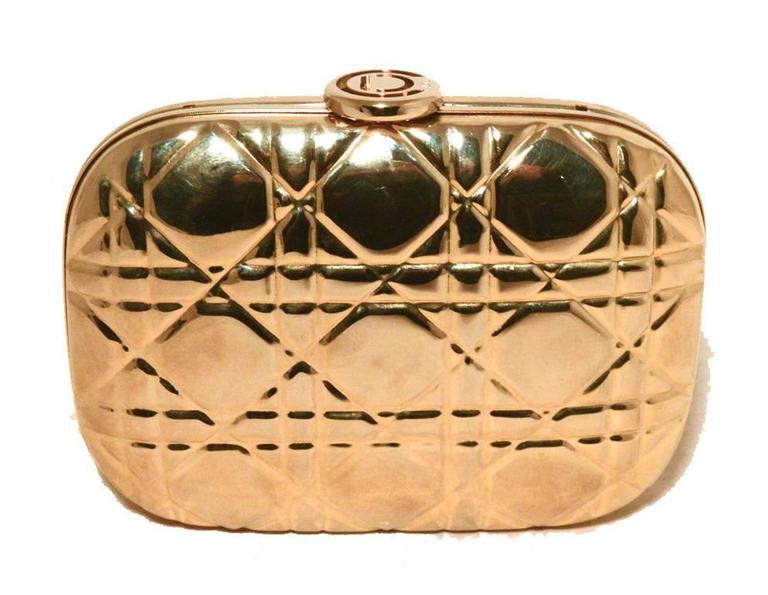 Chrisian Dior Gold Cannage Metal Clutch Evening Bag For Sale at 1stDibs