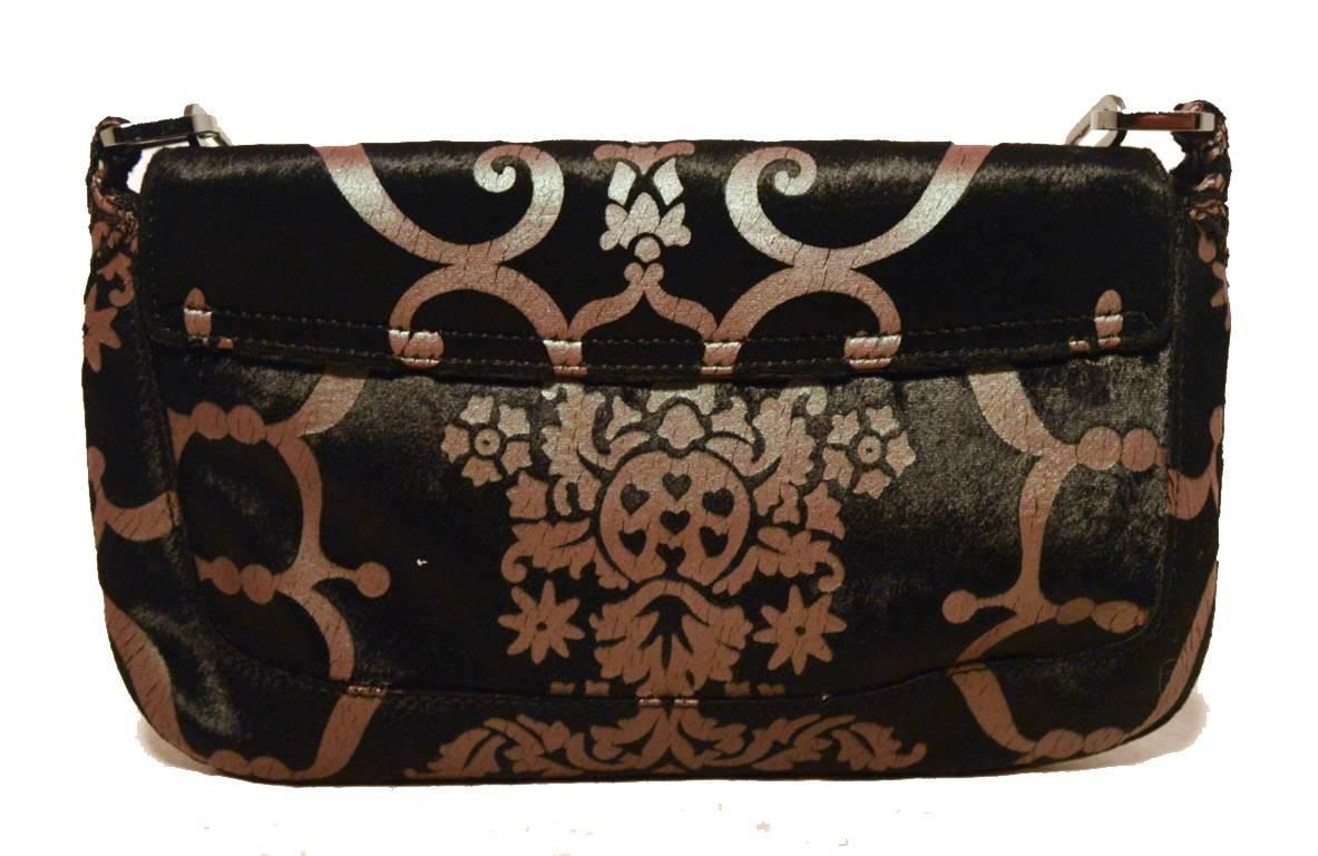 Gucci Iridescent Filagree Patterned Black Pony Hair Baguette 2