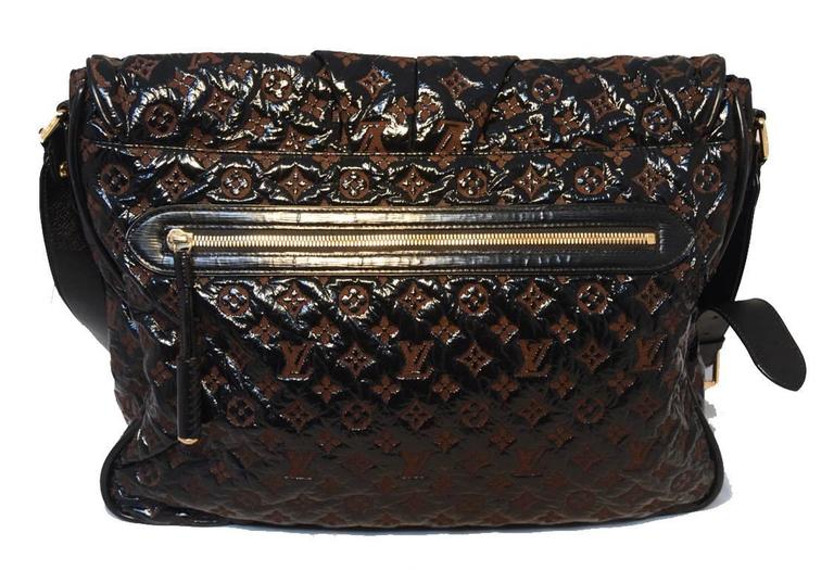 Louis Vuitton Patent Leather Embossed Logo XL Messenger BagRARE For