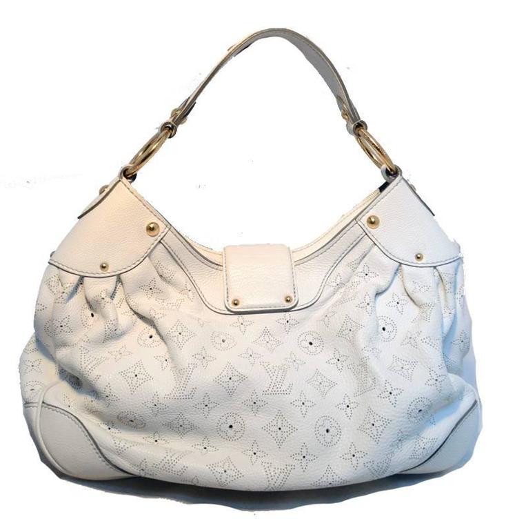Louis Vuitton White Leather Mahina Solar PM Shoulder Bag For Sale at 1stdibs