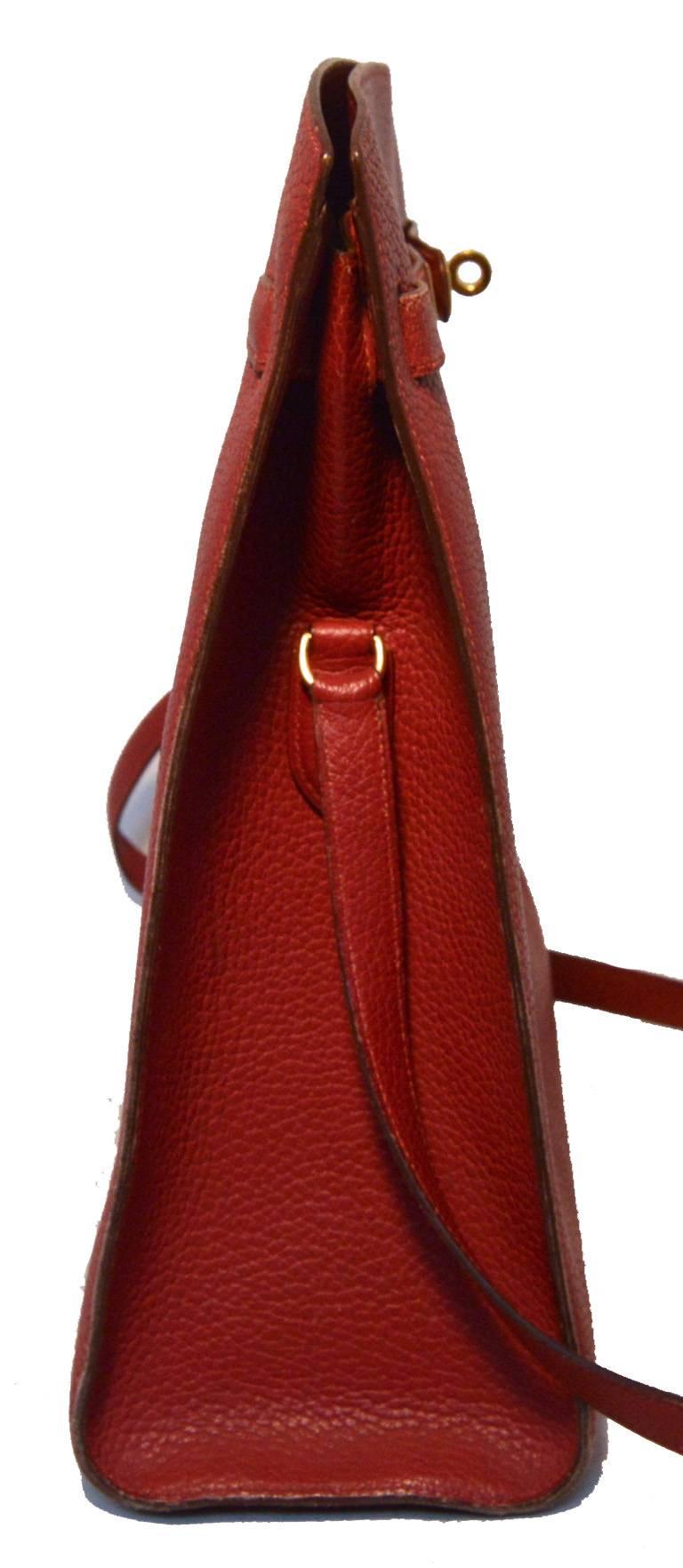 Red Hermes Vintage Rouge Clemence Leather Kelly Sport Shoulder Bag