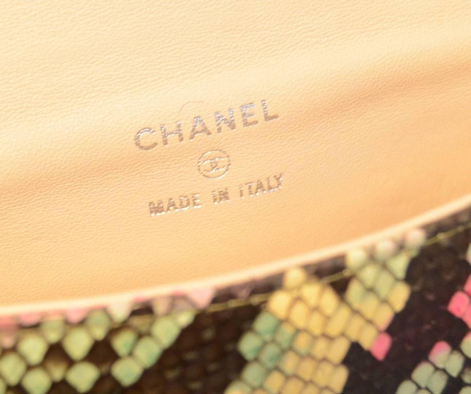 Brown Chanel Multicolor Python Snakeskin Mini Classic Flap Shoulder Bag