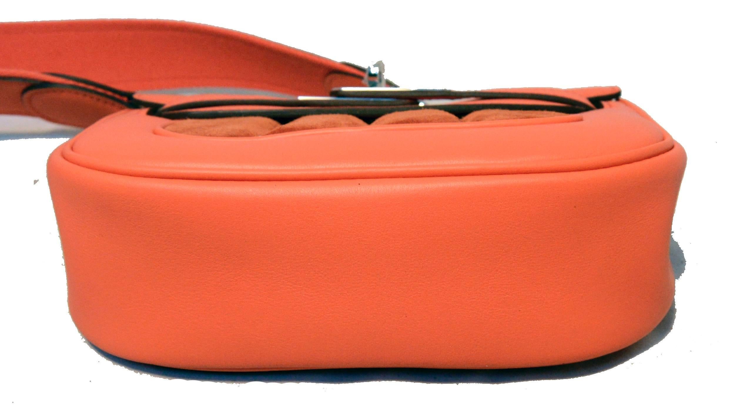 Women's Hermes Orange Suede and Swift Leather Berline Bag-RARE
