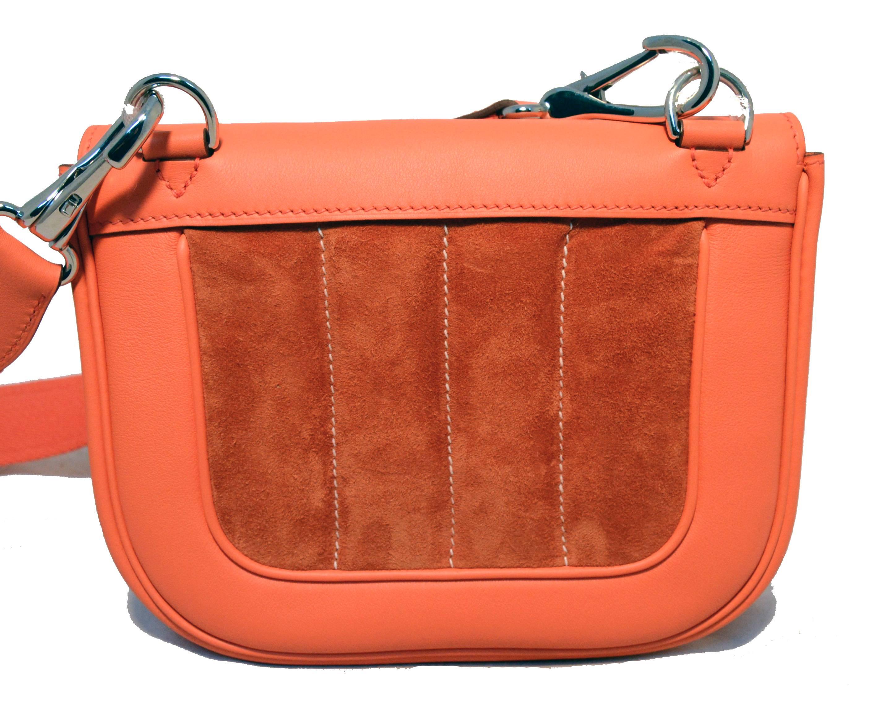 Hermes Orange Suede and Swift Leather Berline Bag-RARE In Excellent Condition In Philadelphia, PA