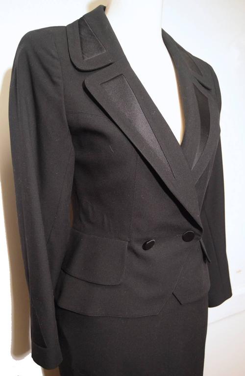 Hermes Vintage Black Wool Skirt Suit 1990's For Sale at 1stDibs