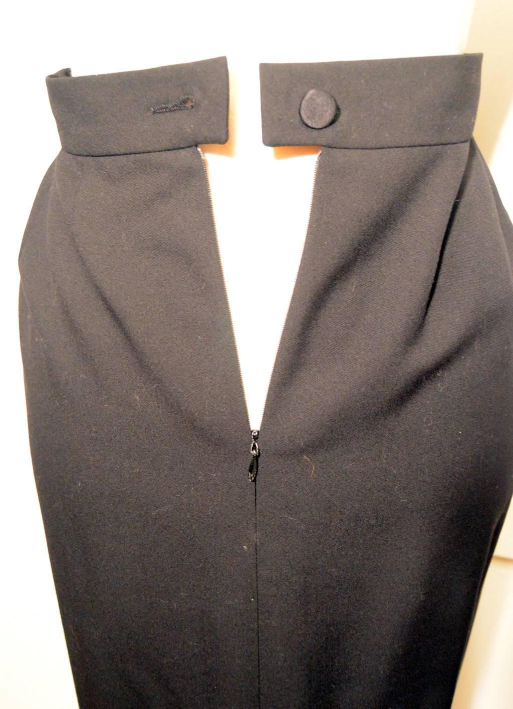 Hermes Vintage Black Wool Skirt Suit 1990's 6