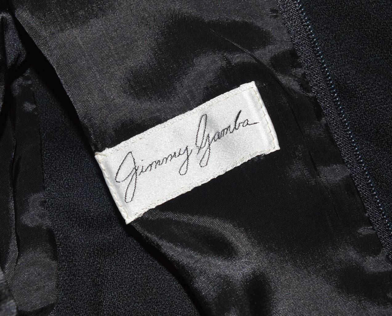 Jimmy Gamba Vintage 1980s Black Wool Blouse Dress 1
