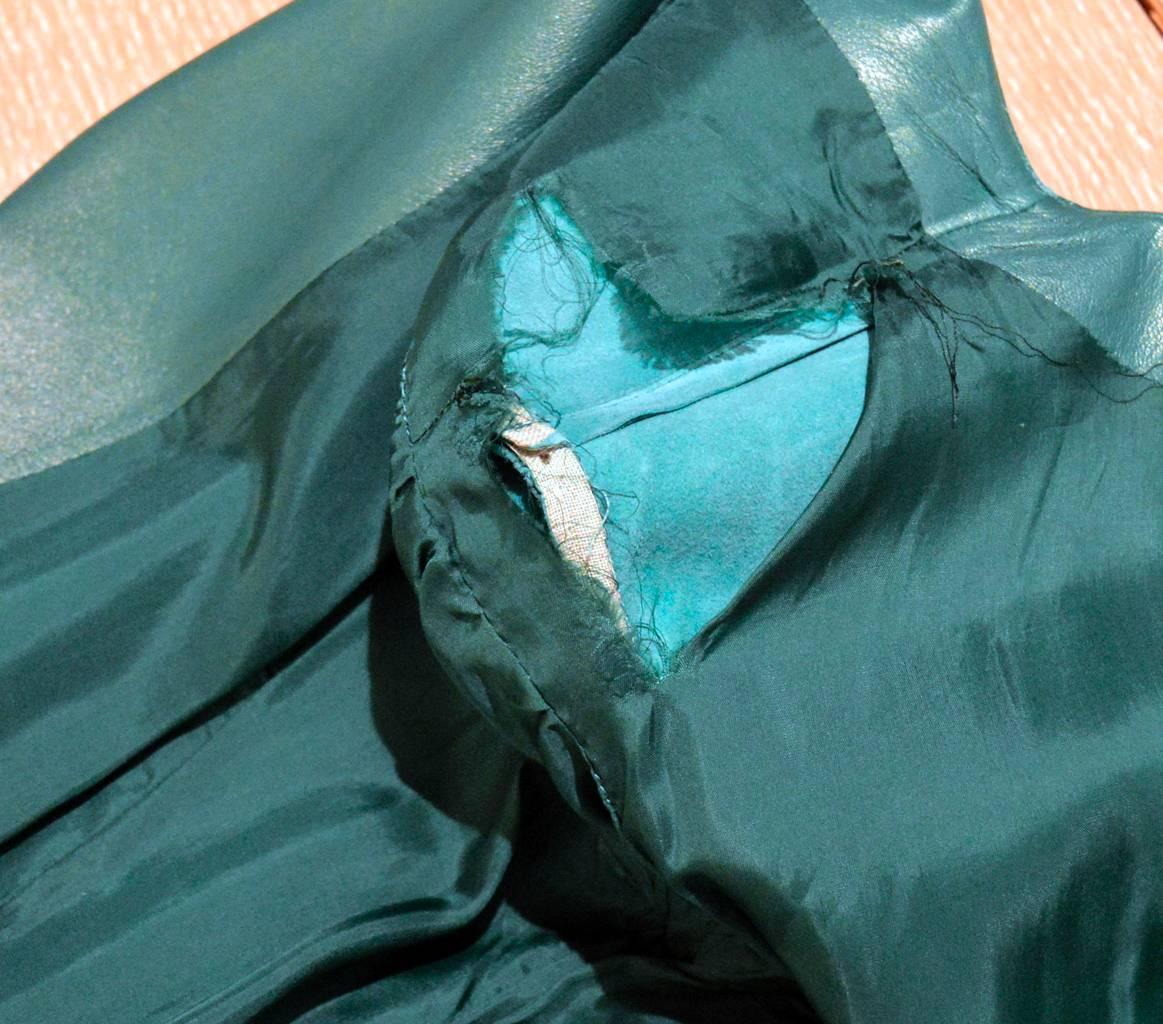 Ungaro Vintage Green Leather Wrap Dress Size 14 c1990s 3
