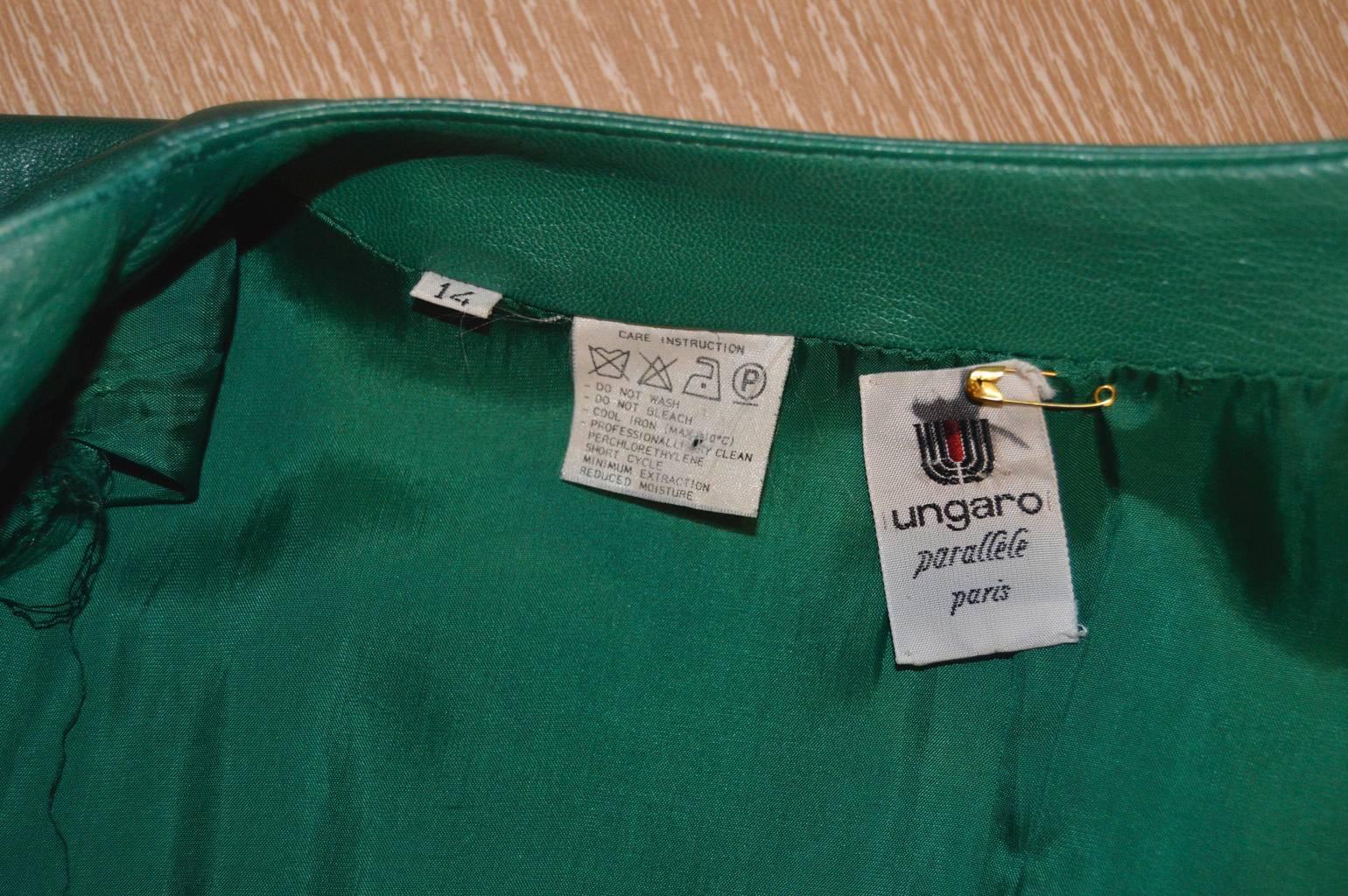 Ungaro Vintage Green Leather Wrap Dress Size 14 c1990s 4