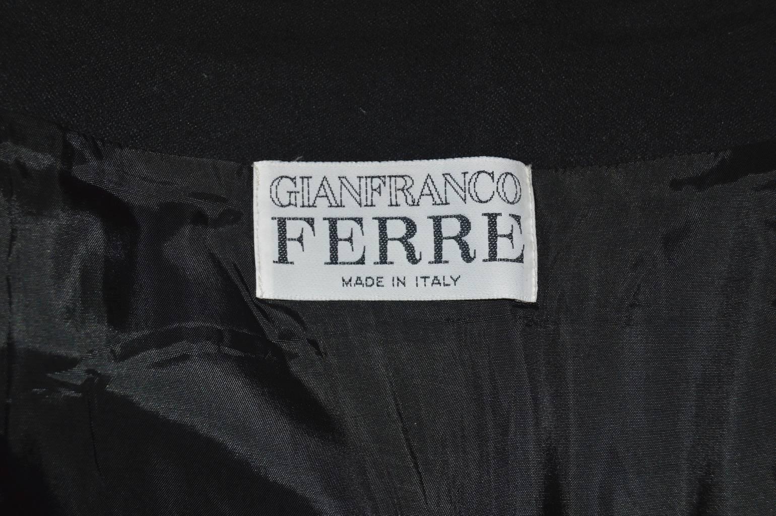 Gianfranco Ferre for Nan Dunskin Vintage 1980s Black Wool Dress Suit with Lace T 3