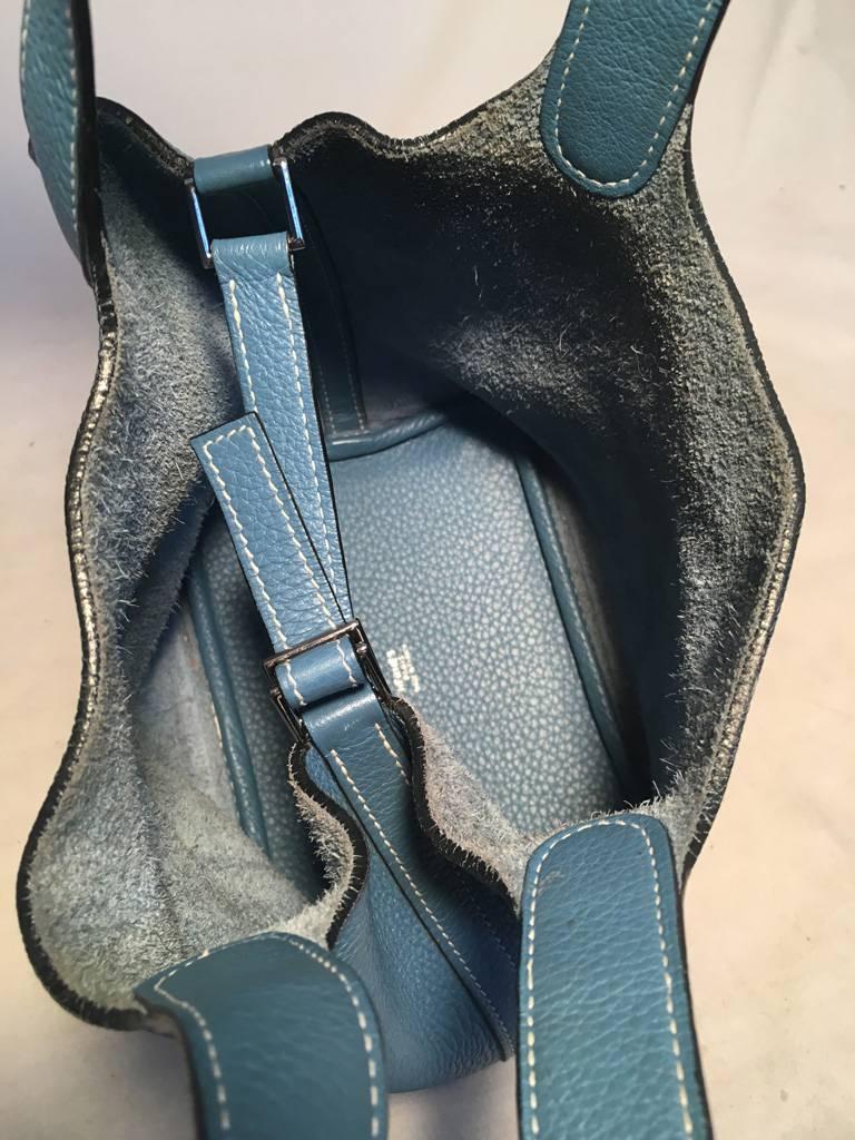 Women's Hermes Blue Jean Clemence Leather Picotin PM Bag