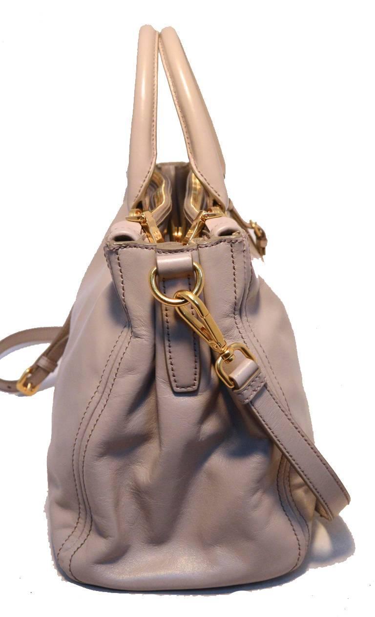 Prada Grey Leather Shoulder Shopping Bag Tote For Sale at 1stdibs