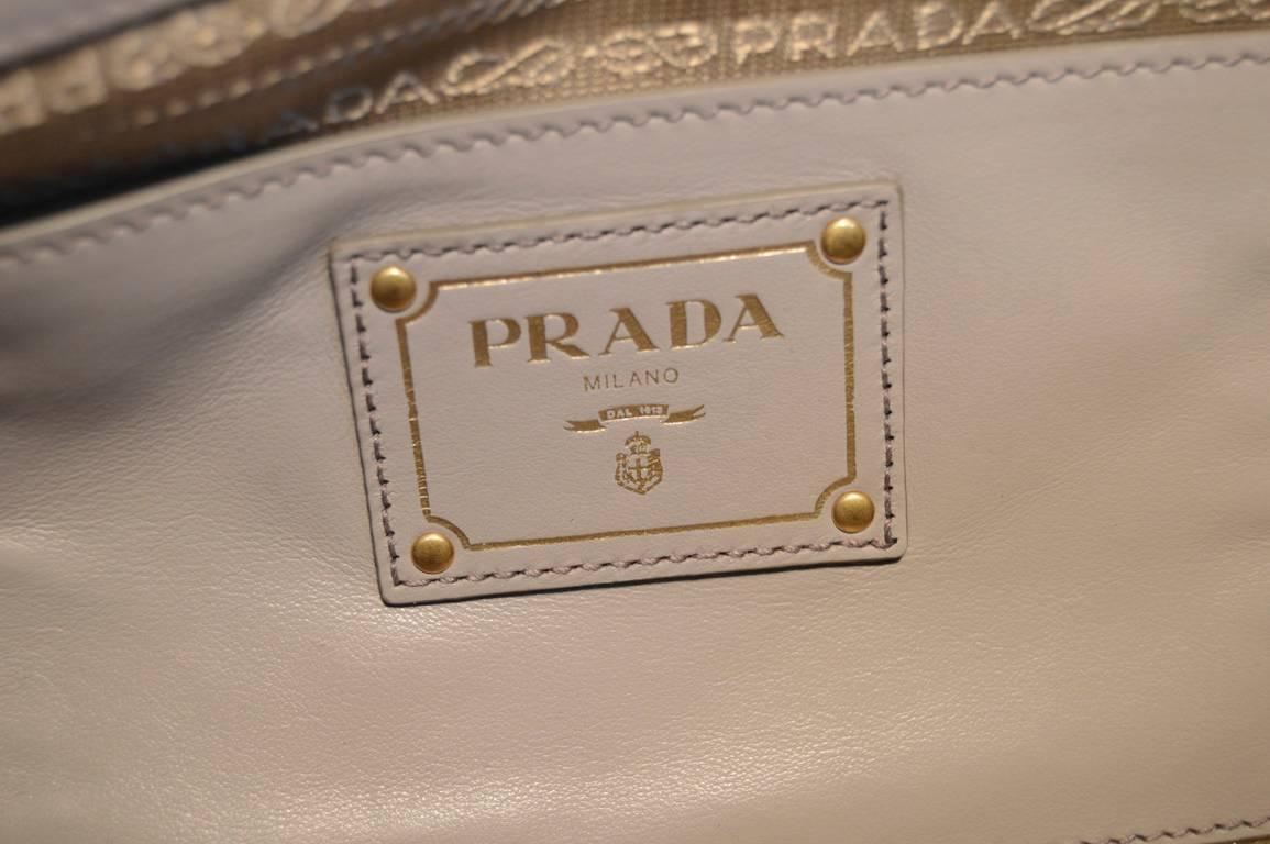 Prada Grey Leather Shoulder Shopping Bag Tote For Sale at 1stdibs