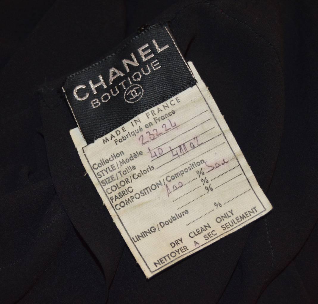 Chanel 1990's Black Sheer Silk Classic Career Dress 52 40 In Excellent Condition In Philadelphia, PA