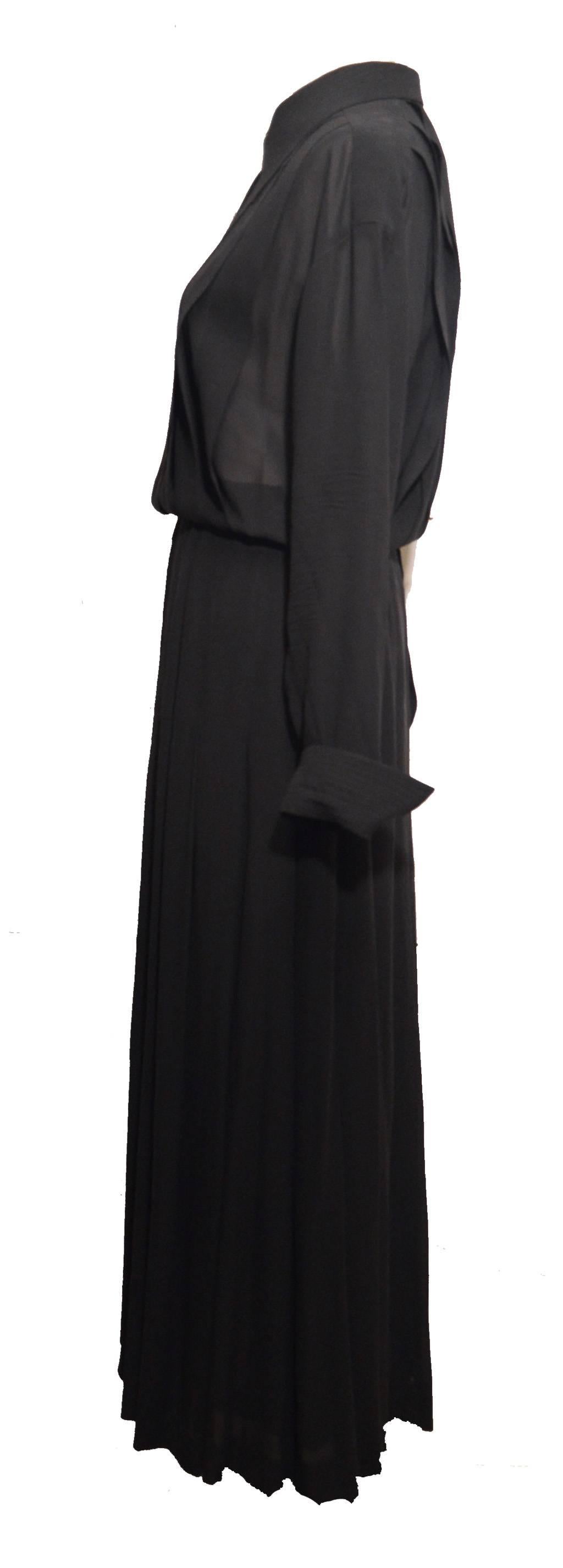 Chanel 1990's Black Sheer Silk Classic Career Dress 52 40 1