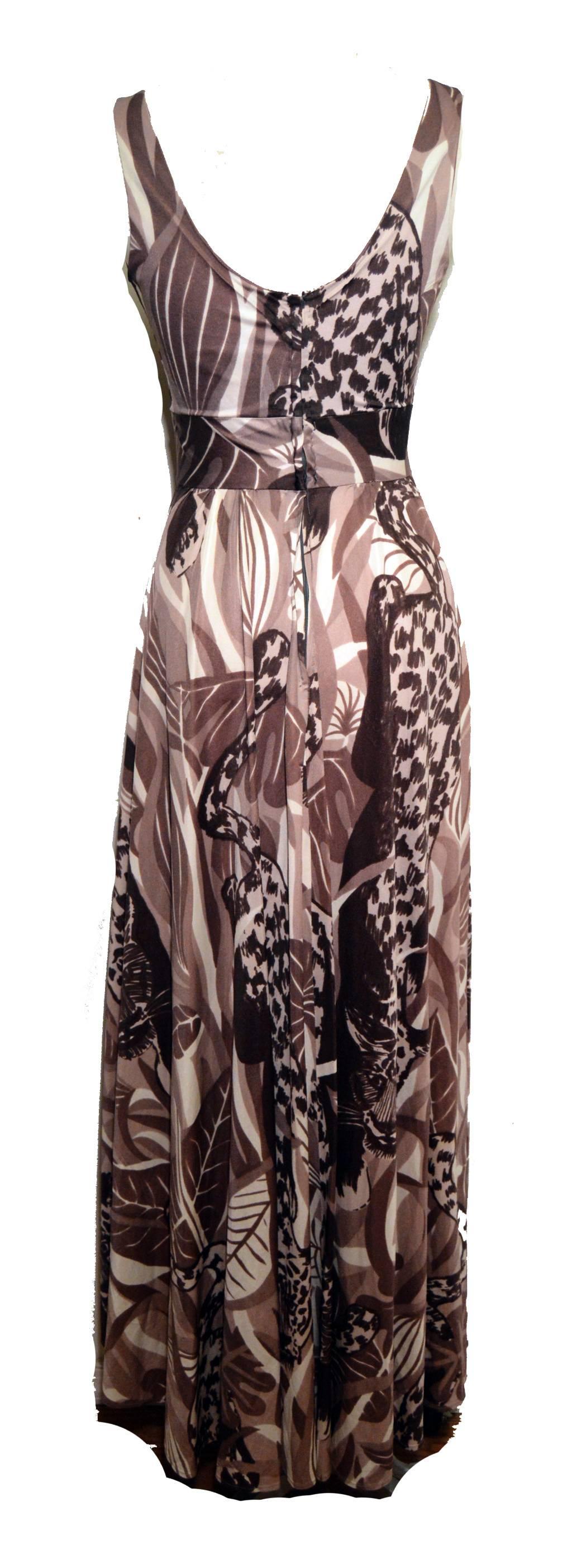 Black Futura Couture 1960s Abstract Leopard Print Maxi Dress Size Small