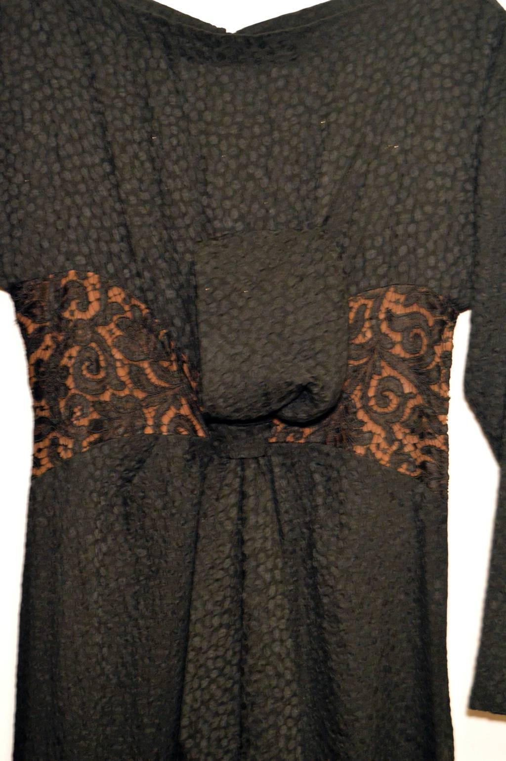 Yves Saint Laurent 1960's Black Silk and Lace Gown 1
