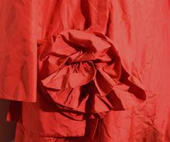 Sonia Rykiel 52 40 1980's red Silk Taffeta Evening Skirt and Coat