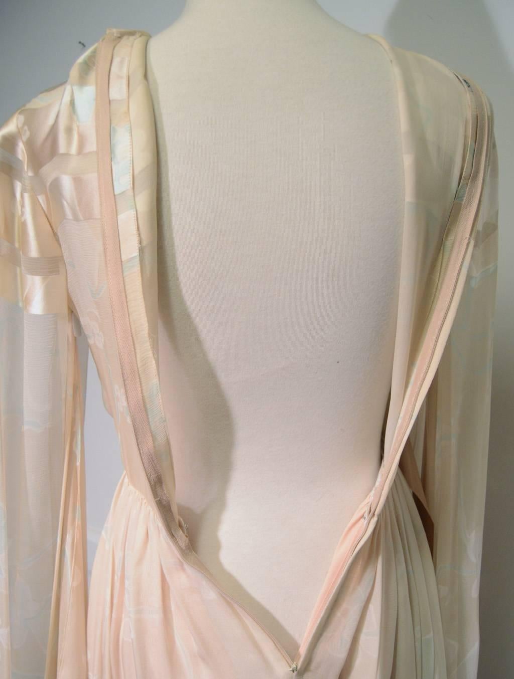 Women's Bill Blass 1980s Silk Butterfly Sleeve Satin Dress