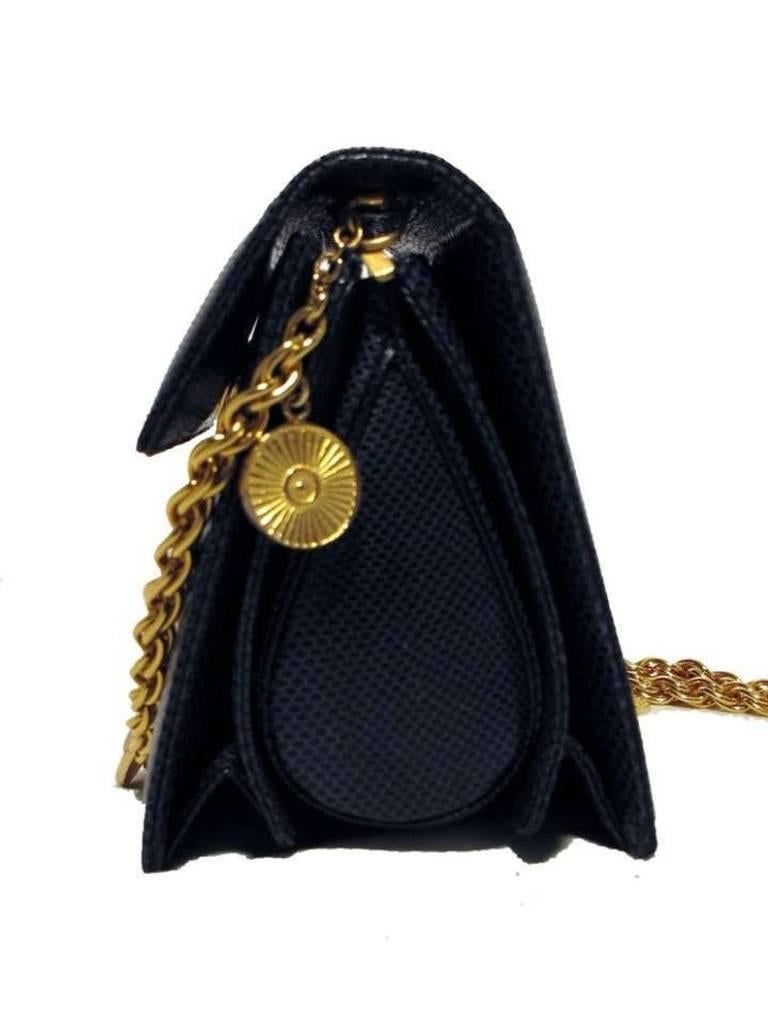 Judith Leiber Navy Lizard Mini Gold Coin Chain Shoulder Bag 1
