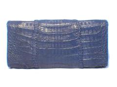 Carlos Falchi Blue Crocodile Patchwork Clutch