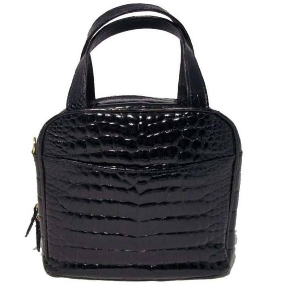Lana Marks Black Patent Alligator Handbag In Excellent Condition In Philadelphia, PA