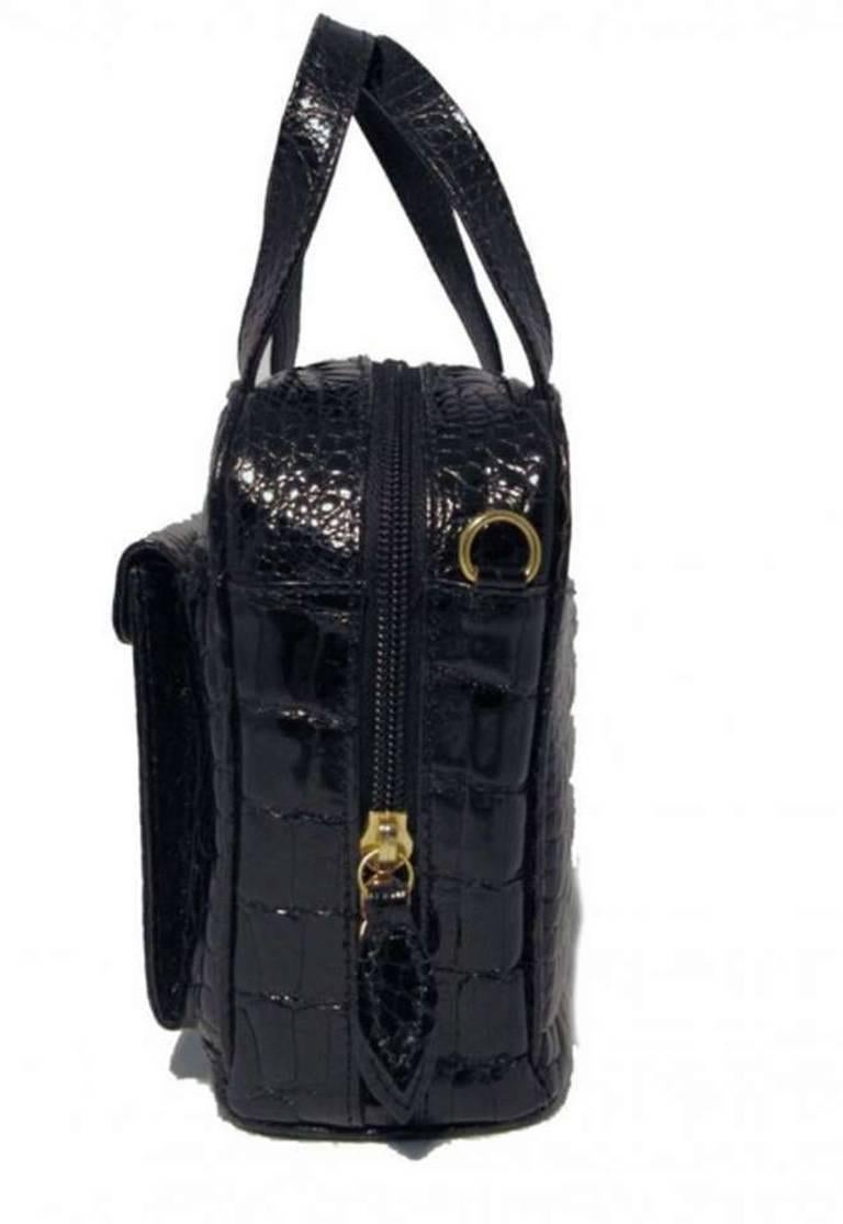 Women's Lana Marks Black Patent Alligator Handbag