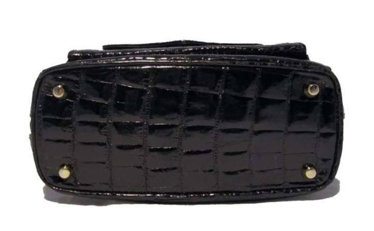 Lana Marks Black Patent Alligator Handbag 2