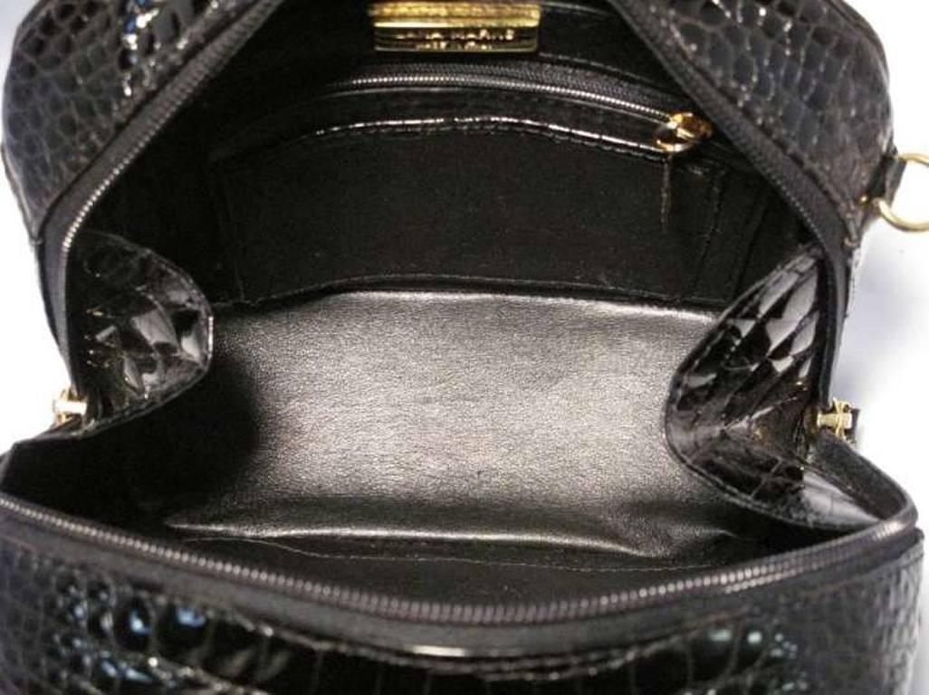 Lana Marks Black Patent Alligator Handbag 4
