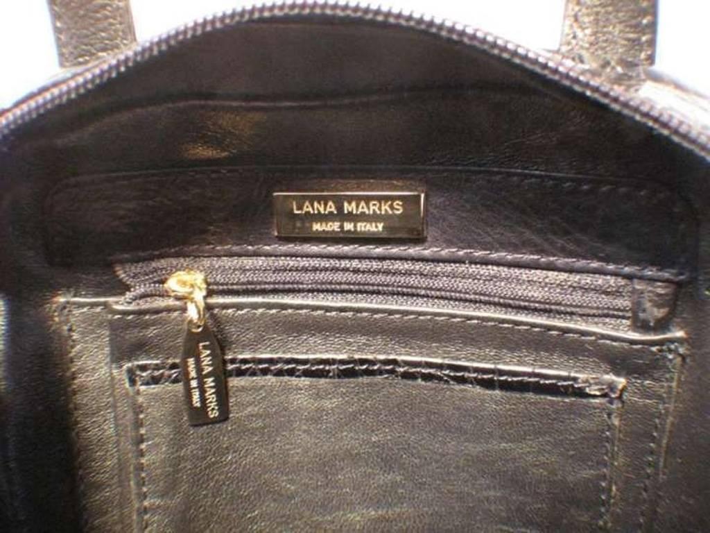 Lana Marks Black Patent Alligator Handbag 3