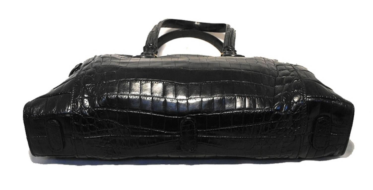 Gorgeous Zagliani Genuine Black Alligator Handbag In Excellent Condition In Philadelphia, PA