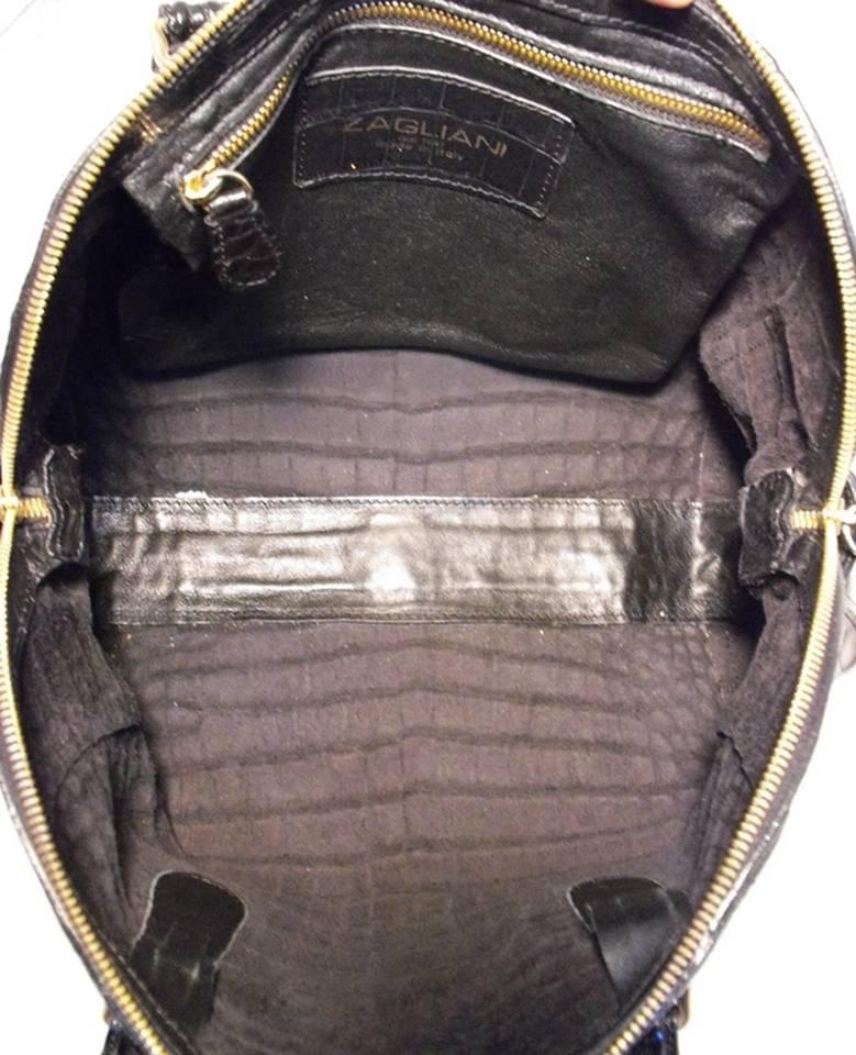 Gorgeous Zagliani Genuine Black Alligator Handbag 2