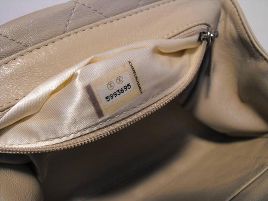 Chanel Beige Quilted Leather Silver Handle Handbag 2