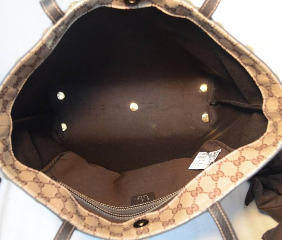 Gucci Monogram Canvas Studded Shopping Brown Tote Bag 1
