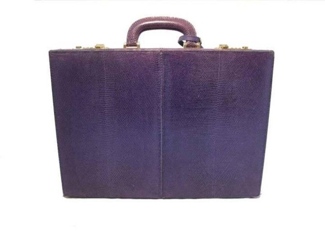 Gray GUCCI Royal/Purple Lizard Briefcase