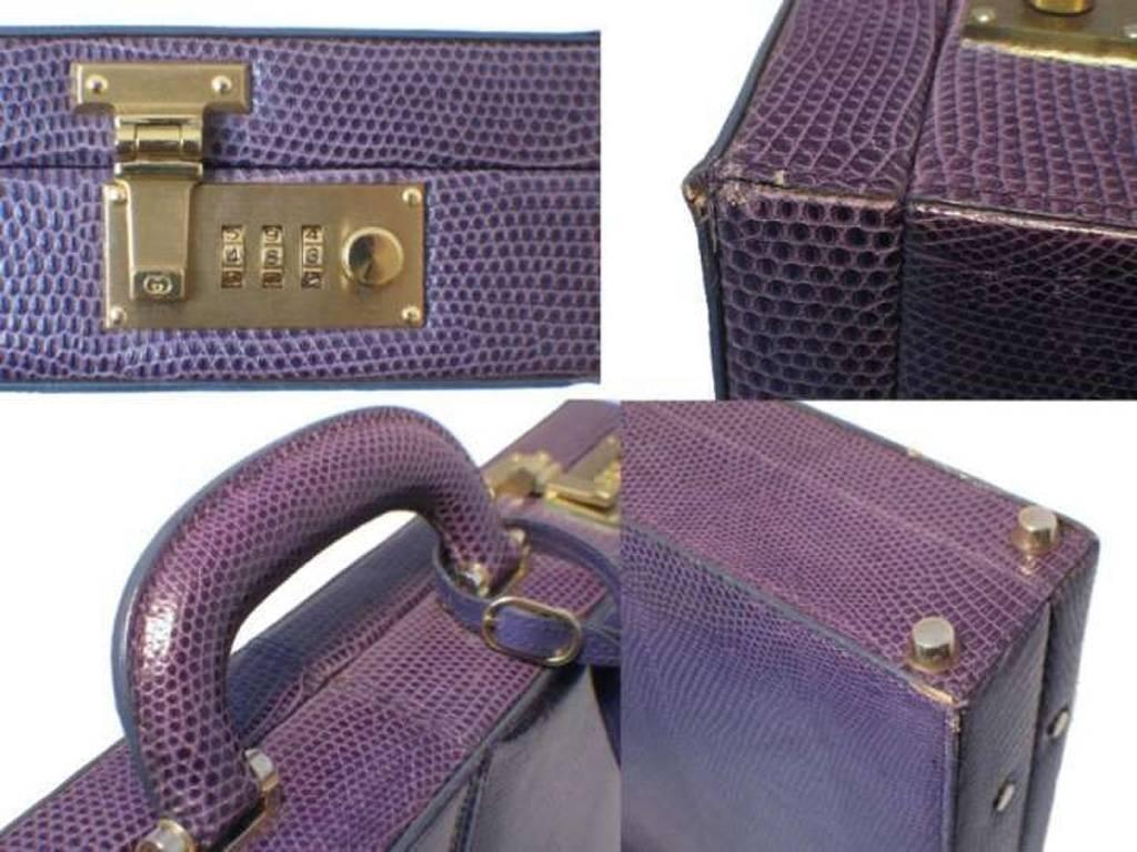 GUCCI Royal/Purple Lizard Briefcase 3