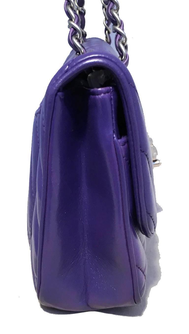 Chanel Purple Lambskin Leather Lion's Head Classic Flap Shoulder Bag In Excellent Condition In Philadelphia, PA