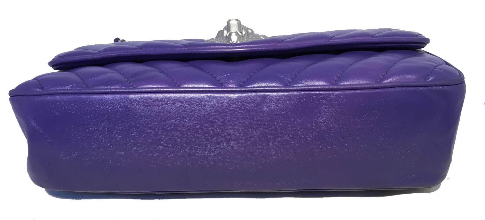 Women's Chanel Purple Lambskin Leather Lion's Head Classic Flap Shoulder Bag
