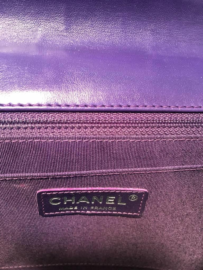 Chanel Purple Lambskin Leather Lion's Head Classic Flap Shoulder Bag 5