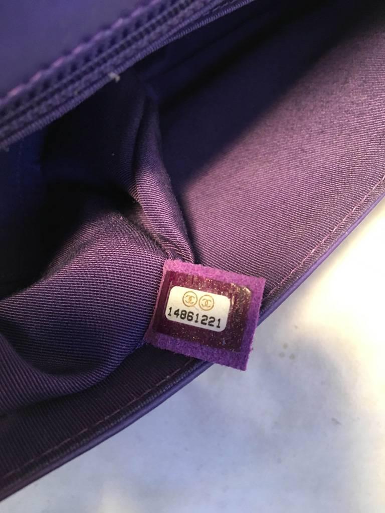 Chanel Purple Lambskin Leather Lion's Head Classic Flap Shoulder Bag 4